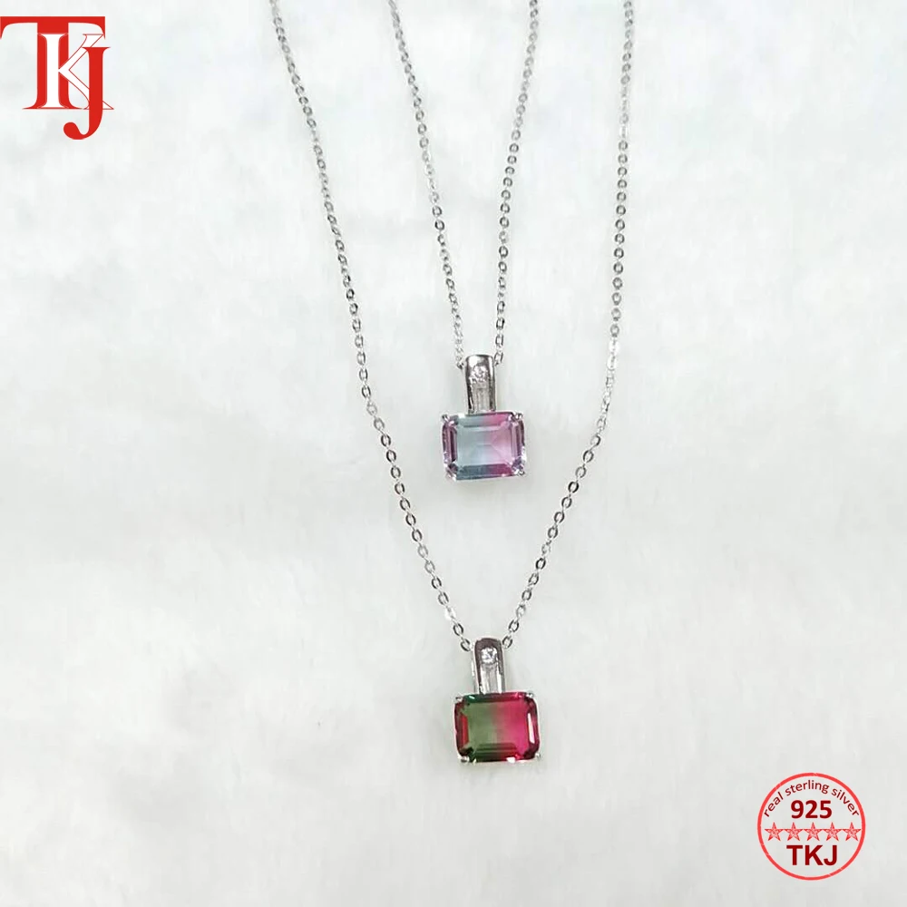 TKJ Solid 925 Sterling Silver Pendant Necklace Gemstone Tourmaline Necklace Romantic Wedding Gifts For Women Fine Jewelry
TKJ Solid 925 Sterling Silver Pendant Necklace Gemstone Tourmaline Necklace Romantic Wedding Gifts For Women Fine Jewelry