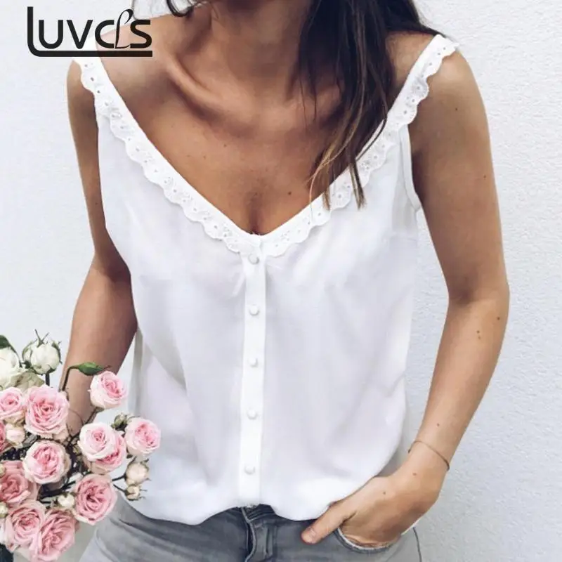 New Women Casual Loose Summer Top Lace Sleeveless Blouse Breathable Basic Vest Loungewear Solid Debardeur Femme Camisetas Mujer
New Women Casual Loose Summer Top Lace Sleeveless Blouse Breathable Basic Vest Loungewear Solid Debardeur Femme Camisetas Mujer