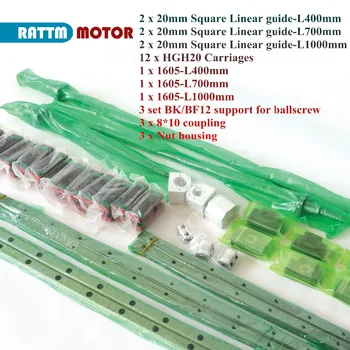 UA Ship 6pcs Square Linear guide Kit L-400/700/1000mm & 3pcs Ball screw SFU1605 L:400/700/1000mm w/ Nut & 3set BK/B12 & Couuling
UA Ship 6pcs Square Linear guide Kit L-400/700/1000mm & 3pcs Ball screw SFU1605 L:400/700/1000mm w/ Nut & 3set BK/B12 & Couuling