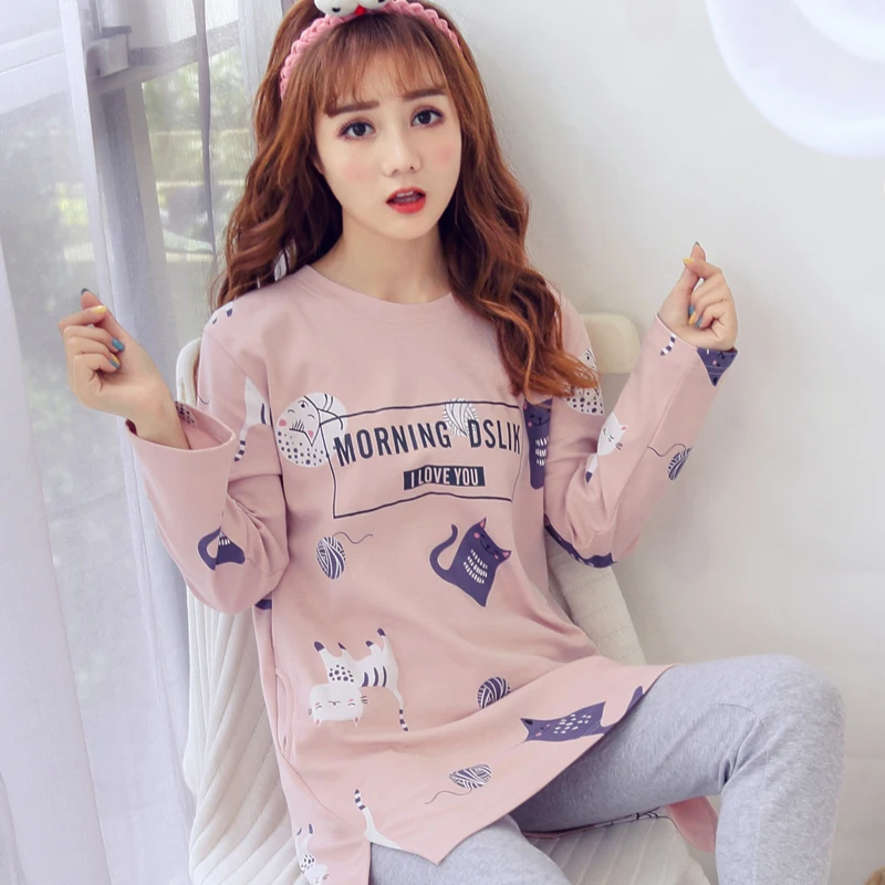 2019 Autumn 100% Cotton Pencil Pants Pajama Sets for Women Long Sleeve Sleepwear Print Pyjama Homewear Pijama Mujer Home Clothes
2019 Autumn 100% Cotton Pencil Pants Pajama Sets for Women Long Sleeve Sleepwear Print Pyjama Homewear Pijama Mujer Home Clothes