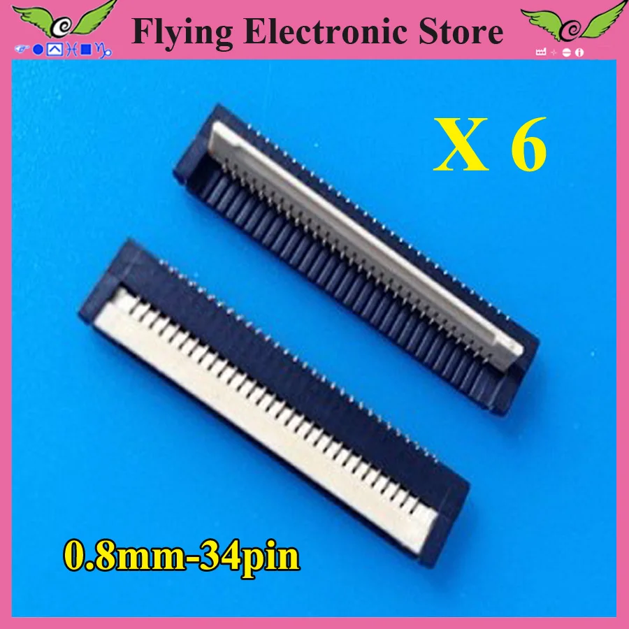 6pcs/lot FPC FFC flat cable connector socket 34pin 0.8mm Pitch for Laptop keyboard interface Free shipping
6pcs/lot FPC FFC flat cable connector socket 34pin 0.8mm Pitch for Laptop keyboard interface Free shipping