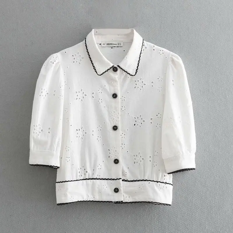 New arrival BB45-9131 European and American fashion embroidered hollow shirt
New arrival BB45-9131 European and American fashion embroidered hollow shirt