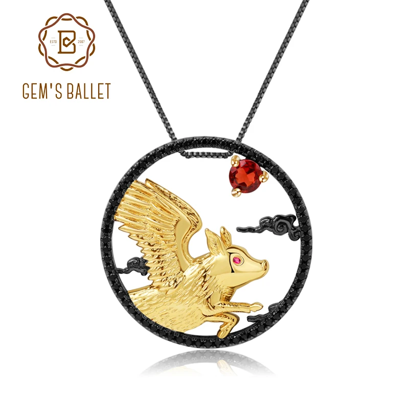 GEM'S BALLET Handmade Pig Chivalrous Zodiac Jewelry Natural Red Garnet Gemstone 925 Sterling Silver Pendant Necklace For Women
GEM'S BALLET Handmade Pig Chivalrous Zodiac Jewelry Natural Red Garnet Gemstone 925 Sterling Silver Pendant Necklace For Women
