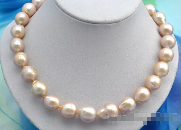 >>>>18"20mm baroque round pink reborn keshi pearl necklace