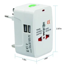 Usbo universal adaptador de viagem plugue 2 usb ac carregador de parede de energia para kr au eua reino unido da ue conversor plug adaptador ce branco preto 5 v 1a(China)