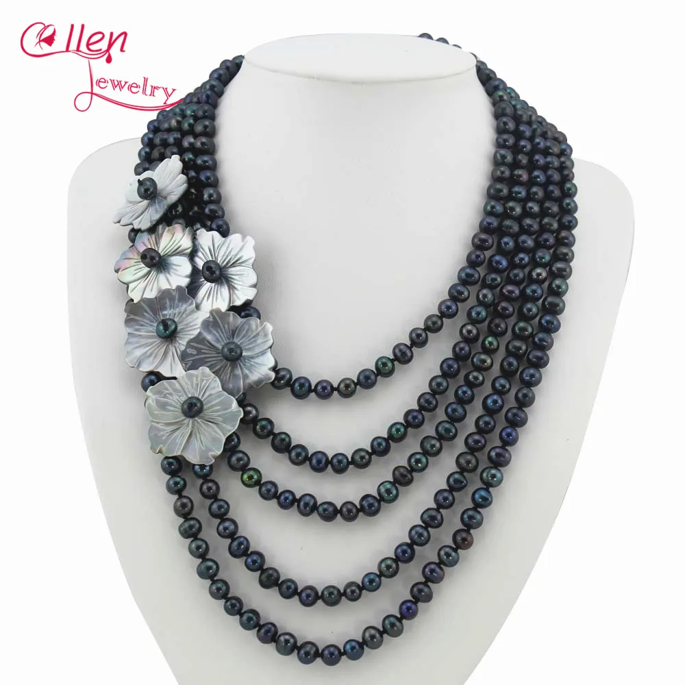 Pretty Shell Flower Cluster Design 5 Rows Freshwater Pearl Necklace Bridal Wedding Pearl Jewelry W7153
Pretty Shell Flower Cluster Design 5 Rows Freshwater Pearl Necklace Bridal Wedding Pearl Jewelry W7153