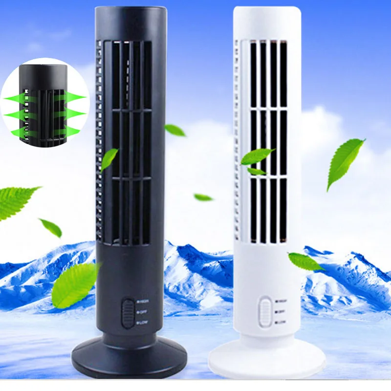 

USB Bladeless Table Fan Mini Air Conditioner Fan Quiet Personal Home Office Desk Tower Cooling Electric Fan