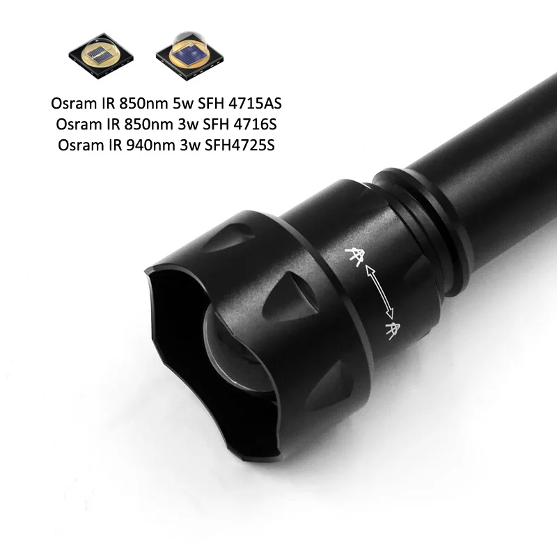 T20 Infrared Red Osram IR 850nm 940nm Night Vision Zoomable 1-Mode IR Flashlight (1 x 18650)
T20 Infrared Red Osram IR 850nm 940nm Night Vision Zoomable 1-Mode IR Flashlight (1 x 18650)