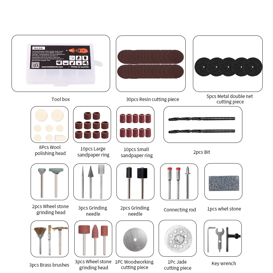 92Pcs Wood Metal Engraving Electric Rotary Tool Accessory Bit Set Grinding Polish Cutting Cut 1/8" for Dremel