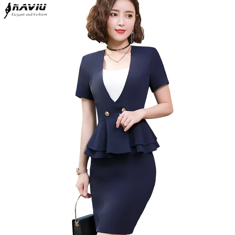 New Elegant fashion women skirt suit summer formal V Neck slim blazer and skirt office ladies plus size Business work wear
New Elegant fashion women skirt suit summer formal V Neck slim blazer and skirt office ladies plus size Business work wear