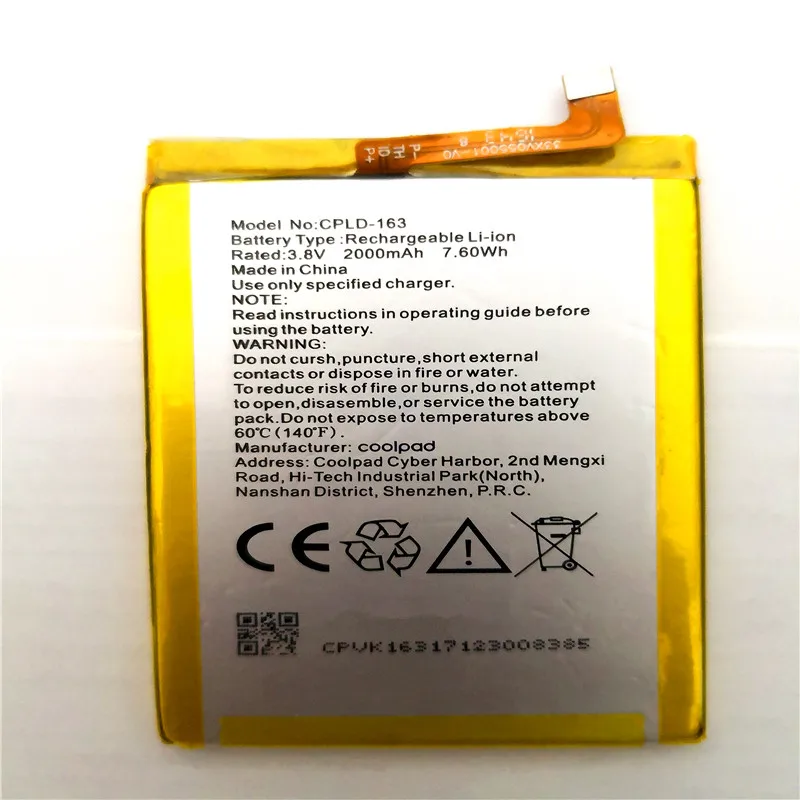 2000mAh CPLD-163 New Replacement cell phone Battery For Coopad Mobile High Quality with Repair Tools for gift
2000mAh CPLD-163 New Replacement cell phone Battery For Coopad Mobile High Quality with Repair Tools for gift