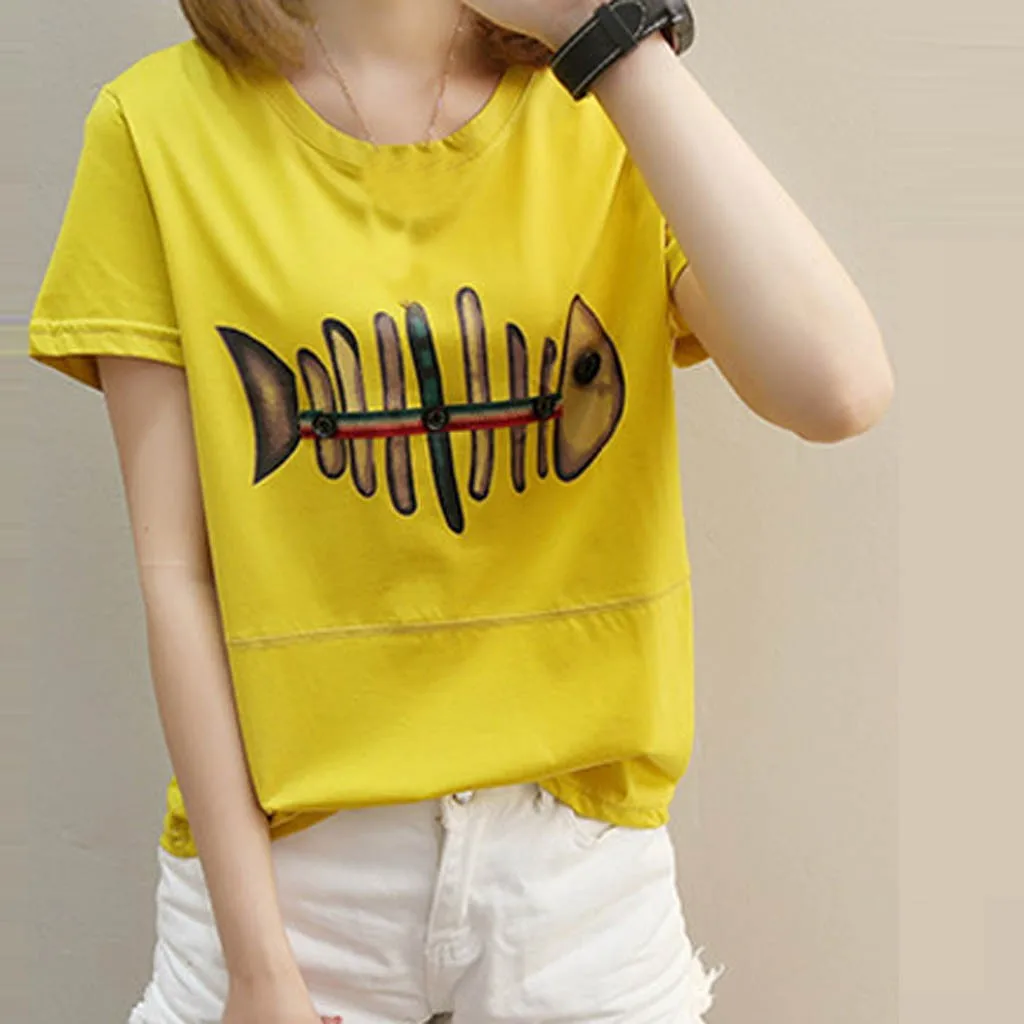 Plus Size M-2XL New Fishbone Smile Face Print blouse Shirt Women Cotton O Neck Short Sleeve Summer Tops Casual shirt
Plus Size M-2XL New Fishbone Smile Face Print blouse Shirt Women Cotton O Neck Short Sleeve Summer Tops Casual shirt