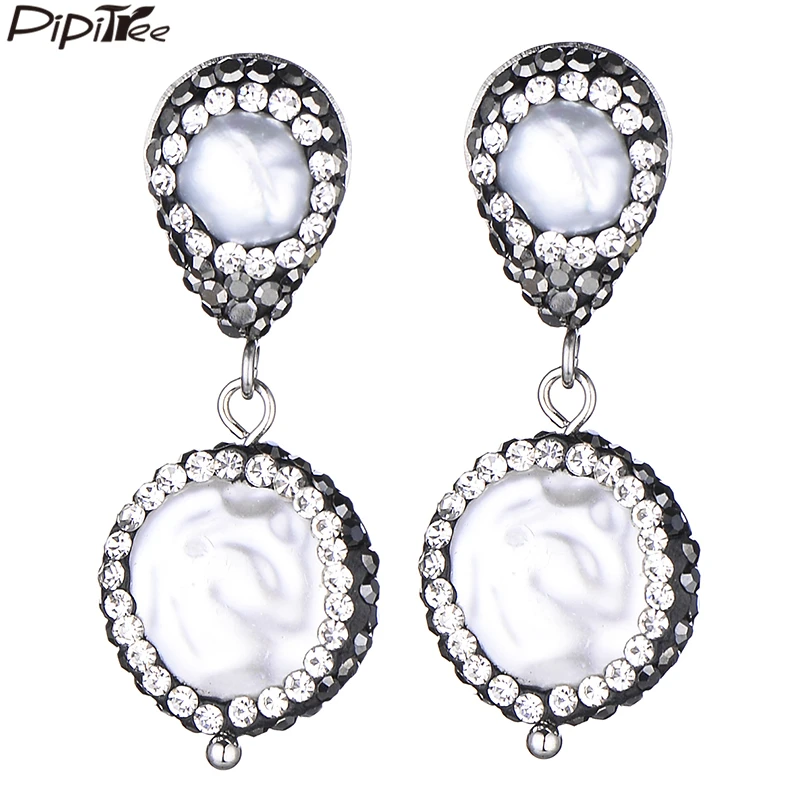 Pipitree Elegant Heart Waterdrop Round Shape Natural Pearl Earrings for Women Black Crystal Drop Earrings Vintage Jewelry Gift
Pipitree Elegant Heart Waterdrop Round Shape Natural Pearl Earrings for Women Black Crystal Drop Earrings Vintage Jewelry Gift