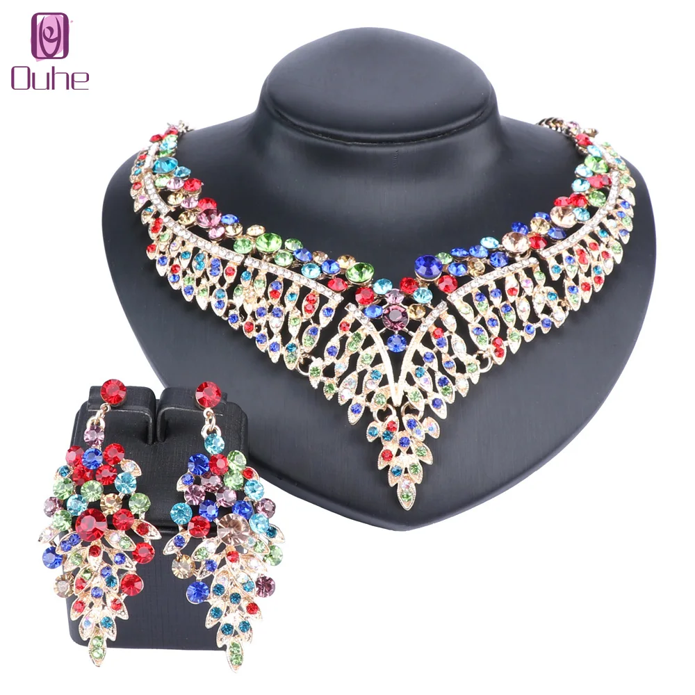 Women Bridal Necklace Earrings Set With Full Rhinestones Crystal Fashion Wedding Party Jewelry Sets 6 Colors
Women Bridal Necklace Earrings Set With Full Rhinestones Crystal Fashion Wedding Party Jewelry Sets 6 Colors