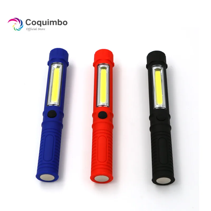 

Portable Plastic COB LED Flashlight Torch Light With Magnetic Clip Working Inspection Lights For Camping Outdoor USE 3*AAA