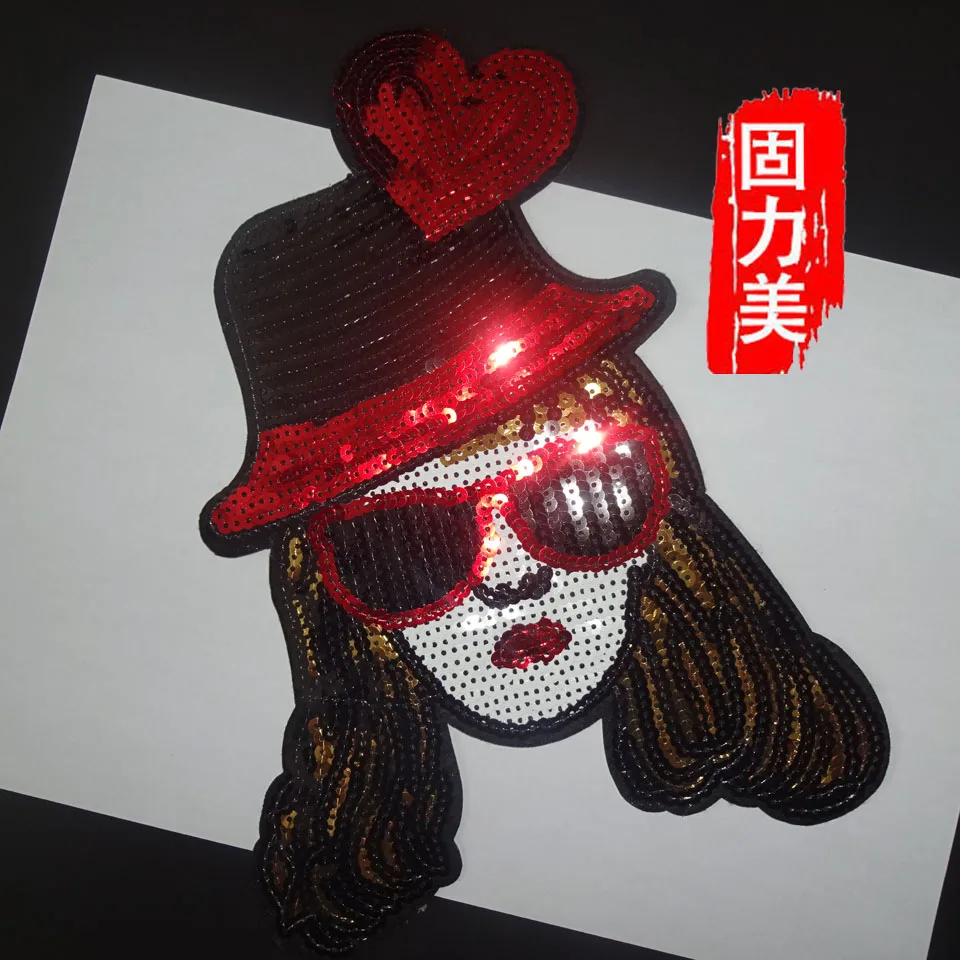 1pc big size Fashion sequined red girl head with hat and glass sequins iron on patch
1pc big size Fashion sequined red girl head with hat and glass sequins iron on patch
