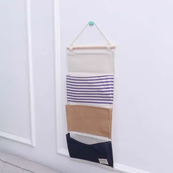 3-Pockets Storage Organizer Wall Hanging Bag Cotton Linen Door Closet Stripe Pattern Storage Organizer with Wooden Stick
3-Pockets Storage Organizer Wall Hanging Bag Cotton Linen Door Closet Stripe Pattern Storage Organizer with Wooden Stick