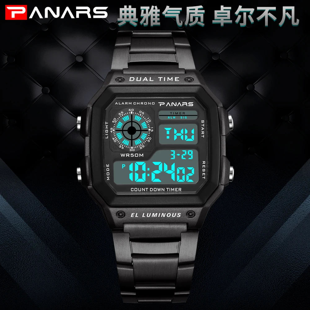 Мужские спортивные часы с подсчетом водонепроницаемые цифровые наручные из