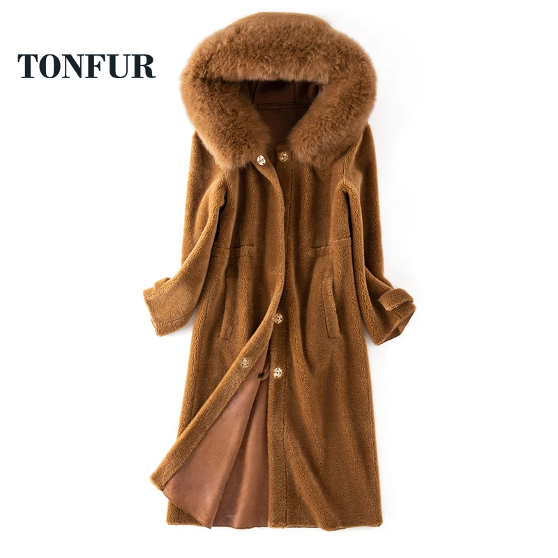 Hooded Full Length Thick Warm Women Winter Luxury Genuine Lamb Sheep Fur Long Coat with hood and Real Fox Fur Collar tsr390
Hooded Full Length Thick Warm Women Winter Luxury Genuine Lamb Sheep Fur Long Coat with hood and Real Fox Fur Collar tsr390