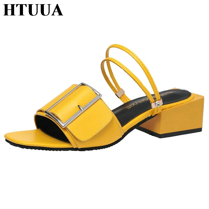 HTUUA 2019 Fashion Slip On Slippers Women Summer Shoes Woman Yellow Black White Buckle Chunky Heel Sandals Ladies Slides SX2383
HTUUA 2019 Fashion Slip On Slippers Women Summer Shoes Woman Yellow Black White Buckle Chunky Heel Sandals Ladies Slides SX2383