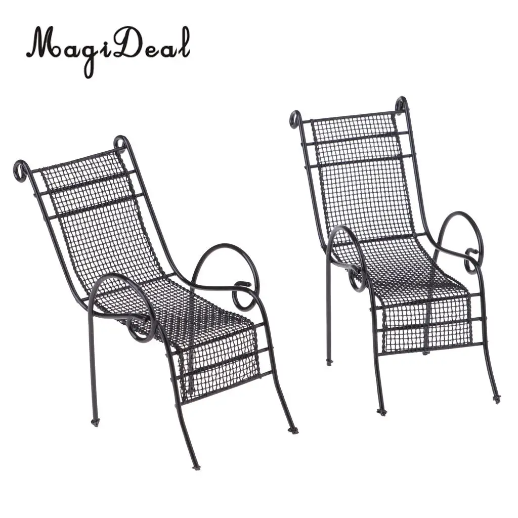 1/12 Scale Dollhouse Miniature Table Chairs Set Outdoor Garden Yard Scene Model Toy Furniture Decoration Accessory