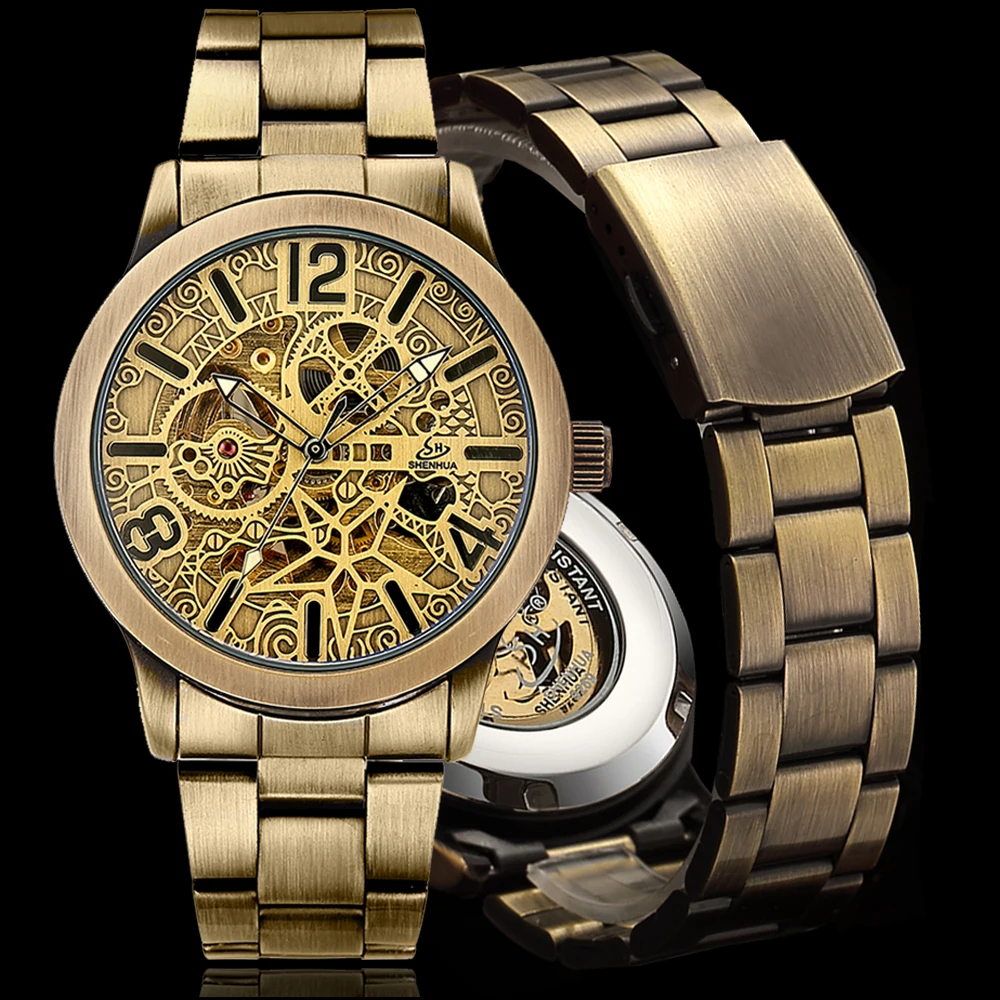 2019 Men Watches Shenhua Steampunk Stainless Steel Automatic Mechanical Skeleton Watches Fashion Vintage Antique Watches Men
2019 Men Watches Shenhua Steampunk Stainless Steel Automatic Mechanical Skeleton Watches Fashion Vintage Antique Watches Men