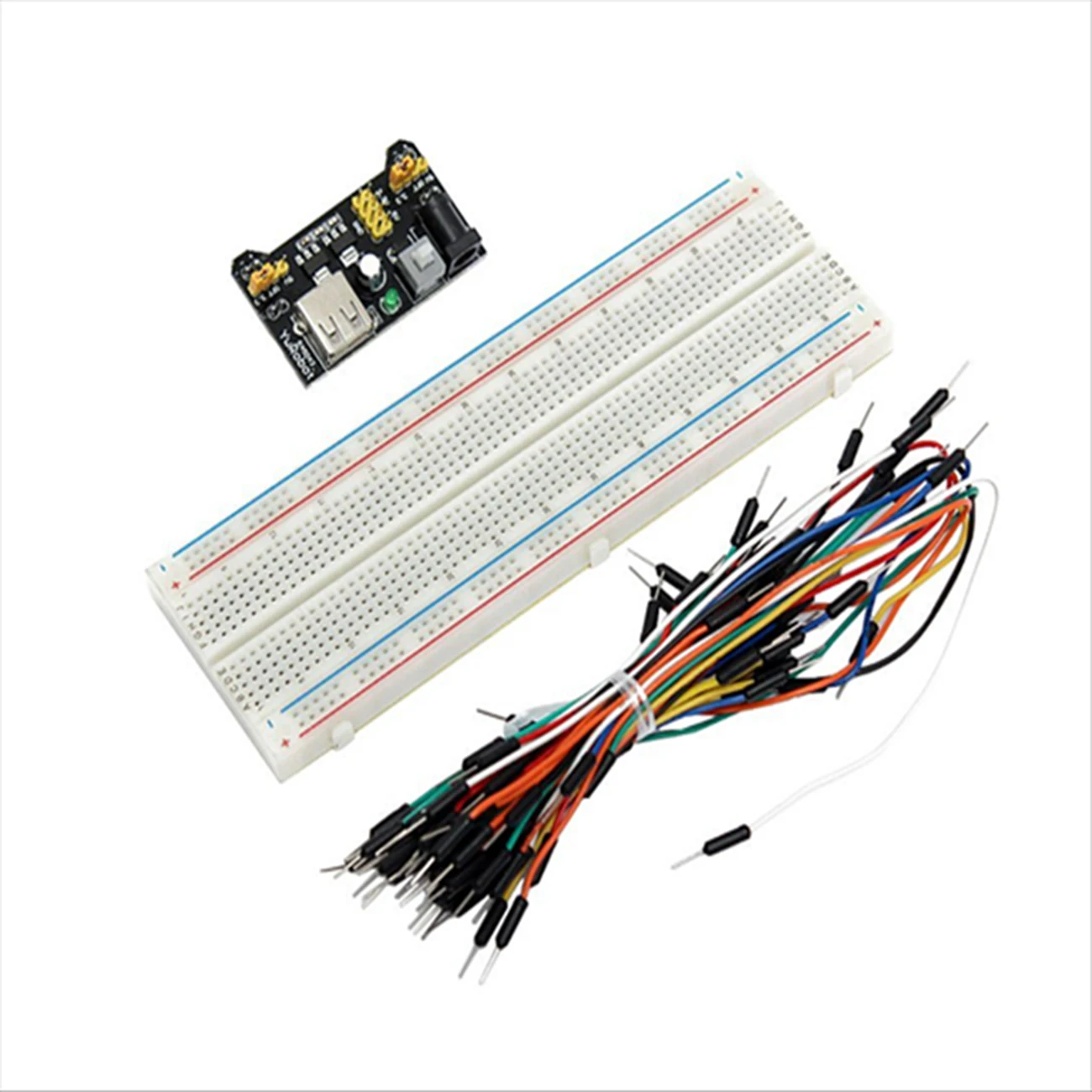 1PCS 3.3V/5V MB102 Breadboard power module+MB-102 830 points Solderless Prototype Bread board kit +65 Flexible jumper wires
1PCS 3.3V/5V MB102 Breadboard power module+MB-102 830 points Solderless Prototype Bread board kit +65 Flexible jumper wires