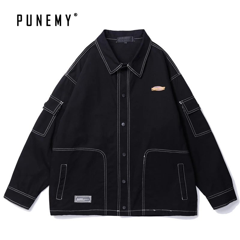 Men Jackets Coats Harajuku Japanese Streetwear Oversize Vintage Hip Hop Patchwork Tops for Man Swag Man's | Мужская одежда