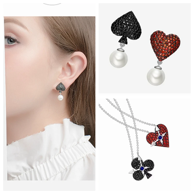 Women Wedding Bridal Poker Knight Heart Necklace Stud Earring Jewelry Set Alice Red Queen 925 Sterling Silver Zircon Wedding Set
Women Wedding Bridal Poker Knight Heart Necklace Stud Earring Jewelry Set Alice Red Queen 925 Sterling Silver Zircon Wedding Set