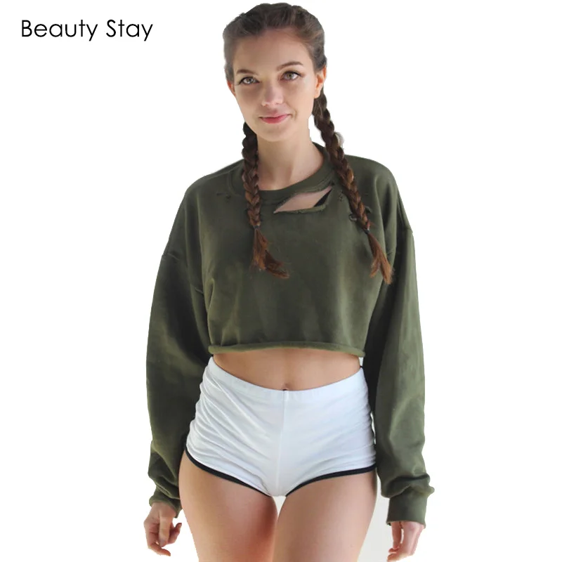 BeautyStay Women Casual Loose Long Sleeve Pullover Hoodies Short Crop Sweatshirt Jumper Army Green Holes Hollow Out Sexy Tops
BeautyStay Women Casual Loose Long Sleeve Pullover Hoodies Short Crop Sweatshirt Jumper Army Green Holes Hollow Out Sexy Tops