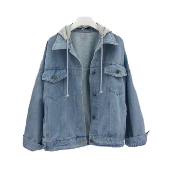 Single-Breasted Denim Jacket 2019 Spring Women Fashion Hooded New Casual Outerwear Loose Splice Simple Lady Denim Jacket JIA165
Single-Breasted Denim Jacket 2019 Spring Women Fashion Hooded New Casual Outerwear Loose Splice Simple Lady Denim Jacket JIA165