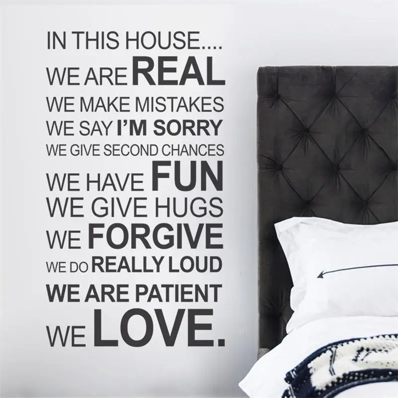

57*100cm Family Rules romantic word quote Real Fun Forgive Love wall decal sticker art lettering mural DIY home decal ZY8011B
