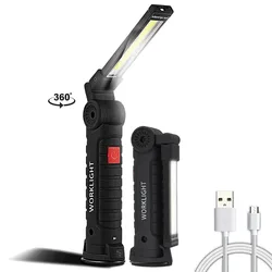 USB Перезаряжаемый COB Светодиодный фонарь светильник инспекционный свет 5 режимов с магнитом на хвостовой части дизайн фонарик с подвеской л...