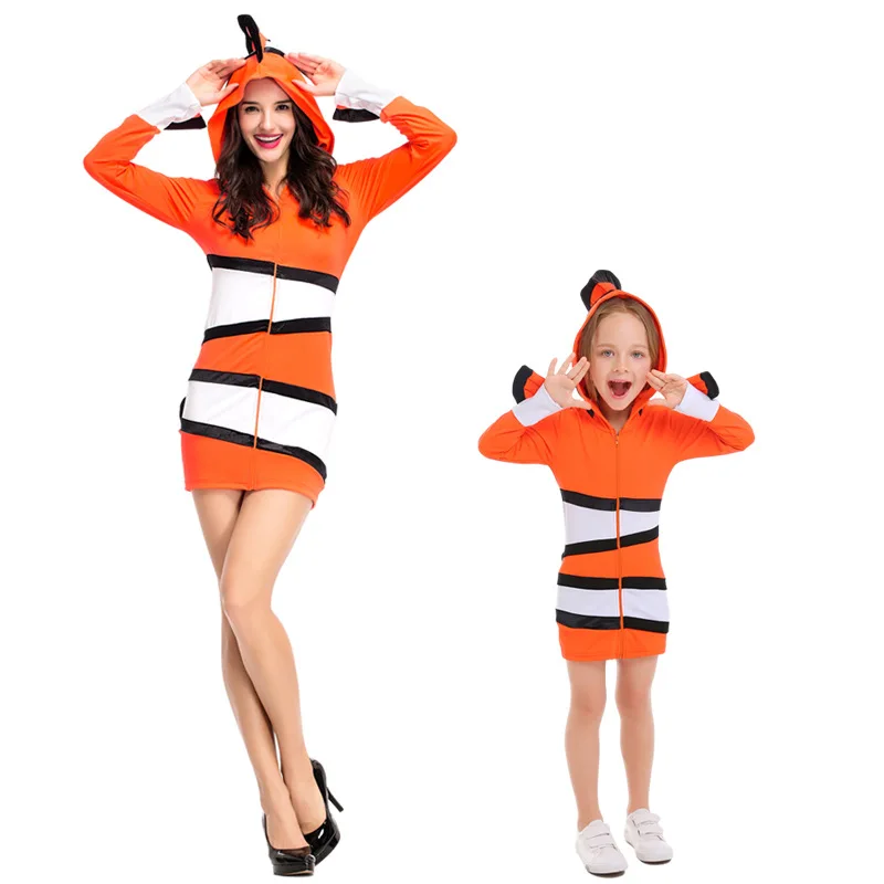 Mother and Child Clown Fish Dress Costumes Cosplay For Woman And Girls Sea Theme Party Halloween Masquerade Stage Costume
Mother and Child Clown Fish Dress Costumes Cosplay For Woman And Girls Sea Theme Party Halloween Masquerade Stage Costume