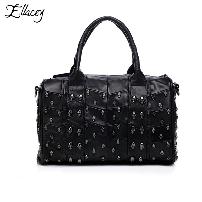 Punk Fashion Skull Rivets Boston Bag Business Casual Sheepskin Stitching Patchwork Female Handbag Women Black Shoulder Bag
Punk Fashion Skull Rivets Boston Bag Business Casual Sheepskin Stitching Patchwork Female Handbag Women Black Shoulder Bag