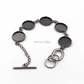 Fit 10mm to 25mm Glass Cabochon Bracelet Gunmetal Black tone Round Bezel Link Chain Bracelet Base Blank Settings DIY Findings
Fit 10mm to 25mm Glass Cabochon Bracelet Gunmetal Black tone Round Bezel Link Chain Bracelet Base Blank Settings DIY Findings