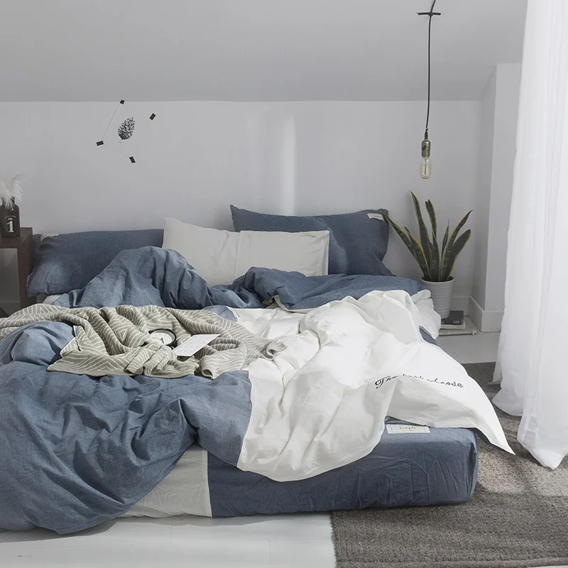 White-Blue Solid Color Stitching Pattern Home Textile Bedding Sets Duvet Cover Pillowcase Sheet Linen Full Queen King Size 3/4
White-Blue Solid Color Stitching Pattern Home Textile Bedding Sets Duvet Cover Pillowcase Sheet Linen Full Queen King Size 3/4