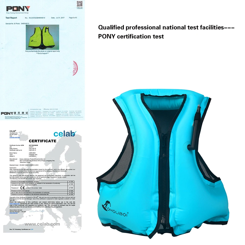 Description Picture 4 of itemAdult Inflatable Life Jacket Swim Vest Snorkeling Floating Life Vest Swimming Drifting Surfing Water Sports Life Saving Jacket