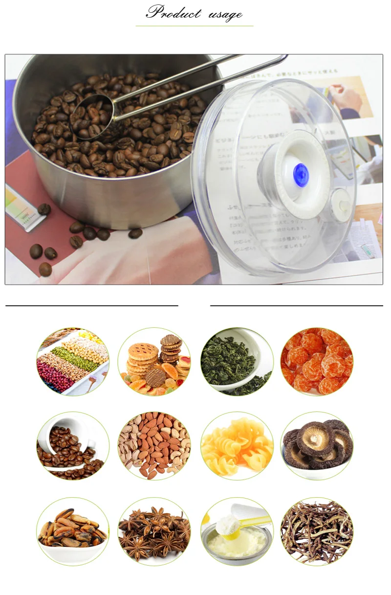 vacuum container usage for coffee bean candy green tea cookies