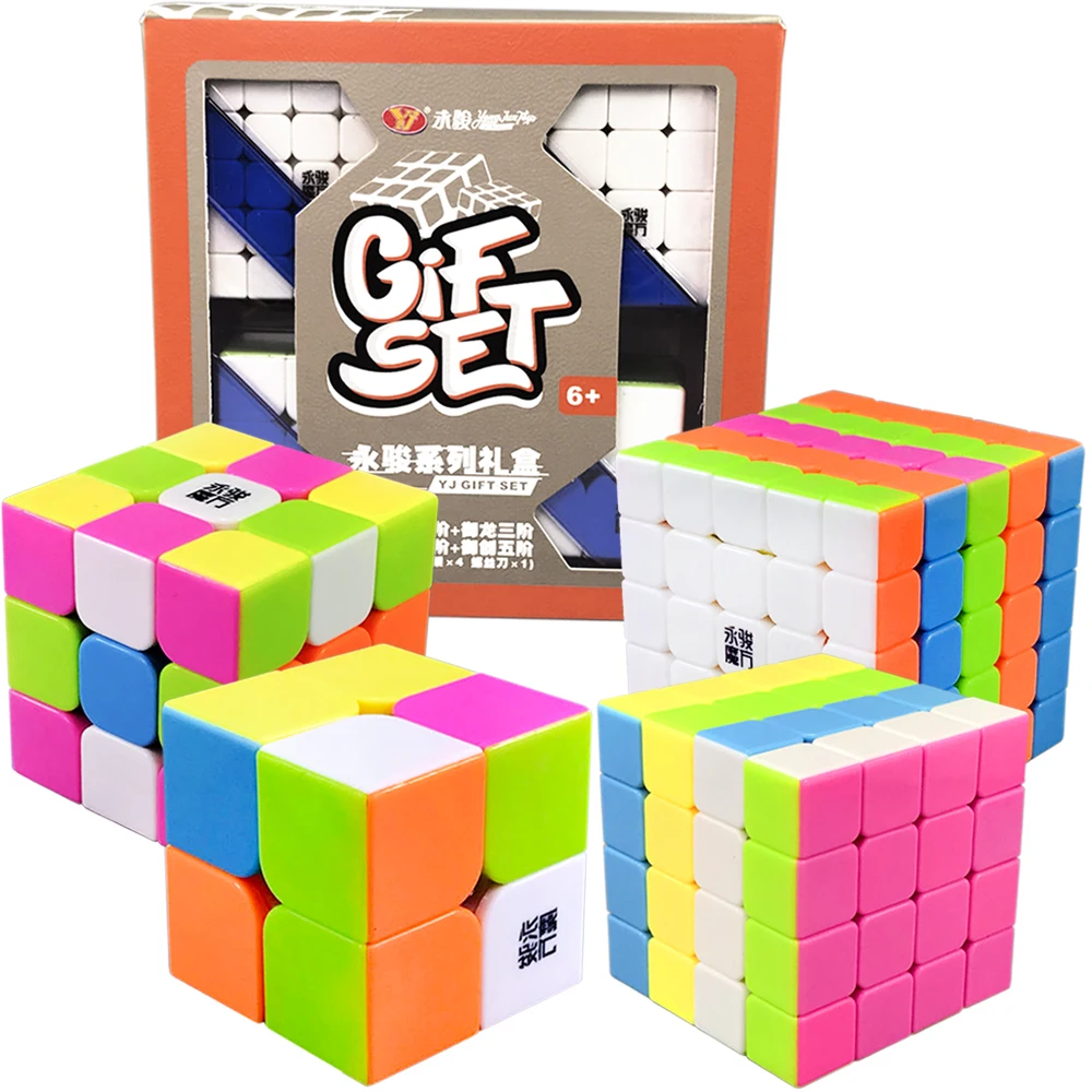 YJ 4 шт./компл. Magic Cube 3*3*3 на 3x3x3 кубики 2x2 2*2 4*4 5*5 Puzzle Neo 4x4 5x5 2 3 5 слоев с подарочной