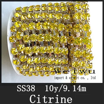 Sewing Accessories 10 Yards 38ss Citrine Silver Base Handmake Strass Sparse Rhinestone Chain
Sewing Accessories 10 Yards 38ss Citrine Silver Base Handmake Strass Sparse Rhinestone Chain