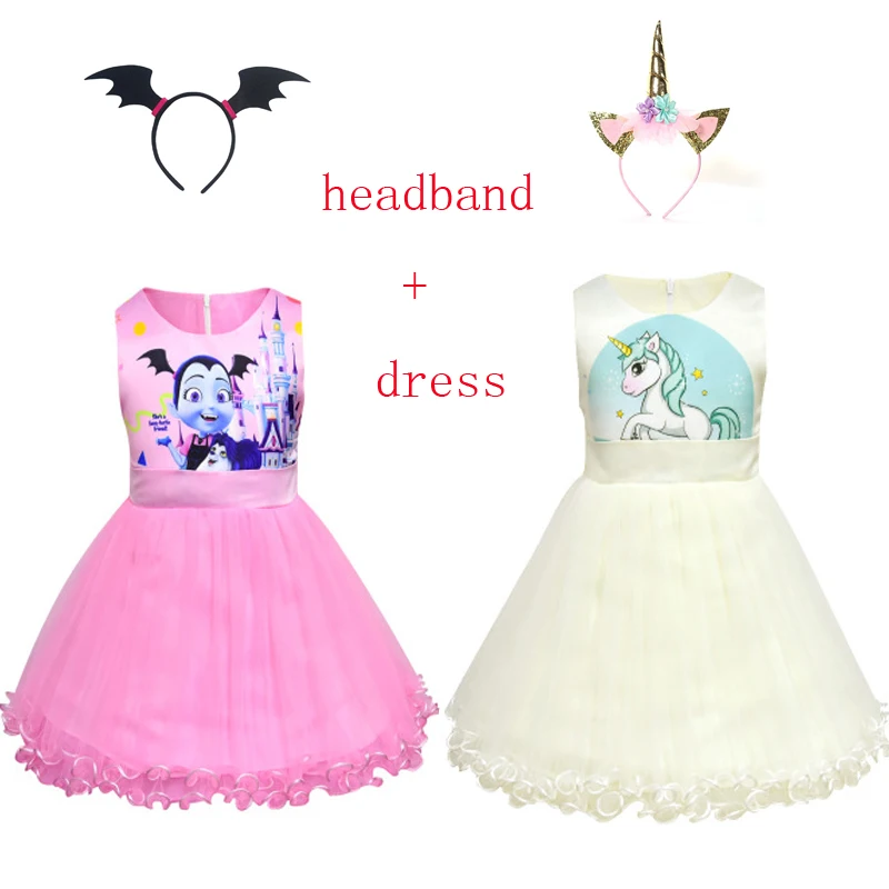 Children Vampirinas Unicorn Costume Princess Party Evening Dress Baby Girl Child Clothing Vestido Unicornio Headband
Children Vampirinas Unicorn Costume Princess Party Evening Dress Baby Girl Child Clothing Vestido Unicornio Headband