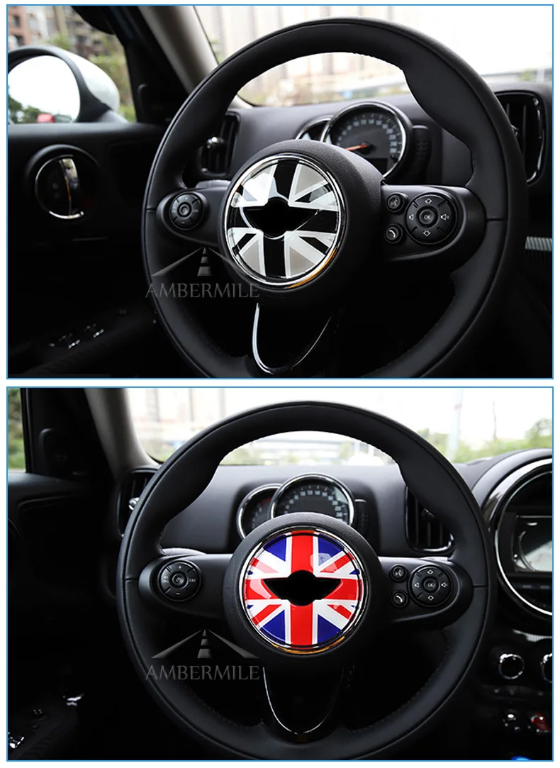 3D Car Steering Wheel Center Stickers Covers Interior Decorations for MINI Cooper JCW F55 F56 Accessories Car Styling (7)