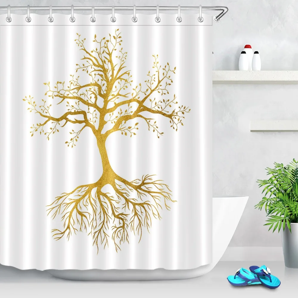 LB 72'' Waterproof Polyester Gold Tree Print White Shower Curtains Set Bathroom Curtain Fabric for Bathtub Home Decor 12 Hooks
LB 72'' Waterproof Polyester Gold Tree Print White Shower Curtains Set Bathroom Curtain Fabric for Bathtub Home Decor 12 Hooks