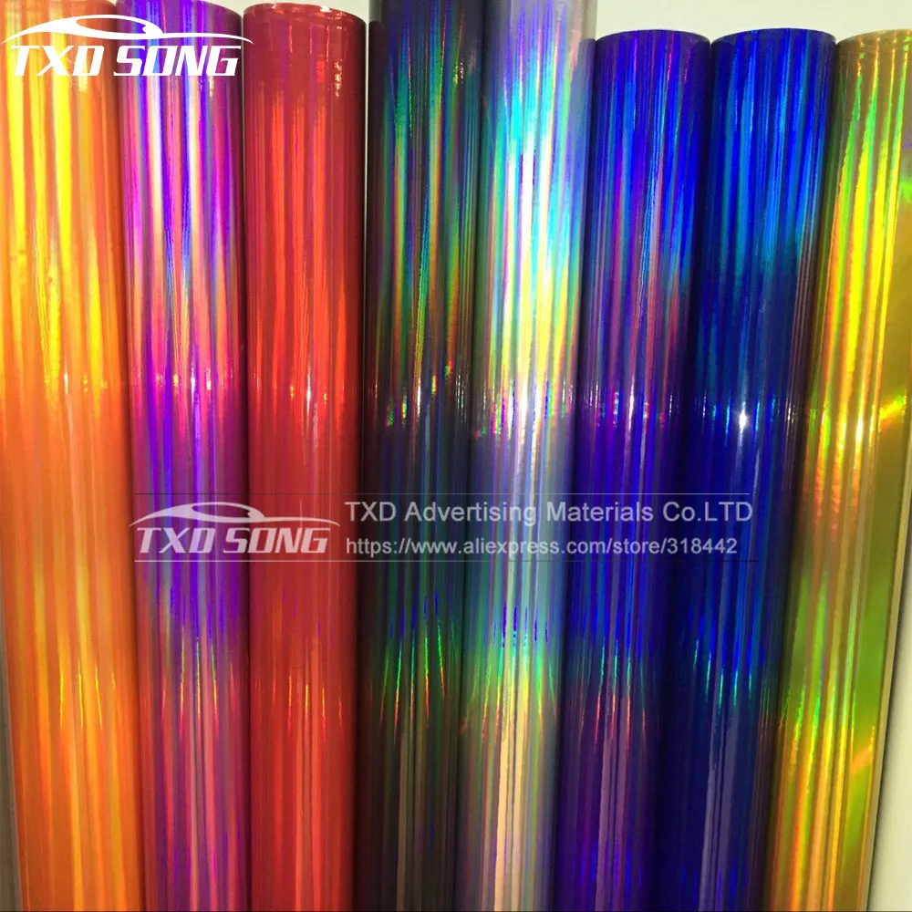 

Bulk meter Selling Silver black Holographic Chrome Vinyl Holo Film Laser Plating Car Wrap Sticker Sheet With Air Bubble Free