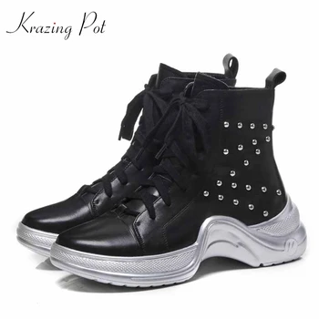 Krazing Pot 2019 full grain leather brand boots style motorcycle leisure metal rivets-studded shoes keep warm ankle boots L1f1
Krazing Pot 2019 full grain leather brand boots style motorcycle leisure metal rivets-studded shoes keep warm ankle boots L1f1