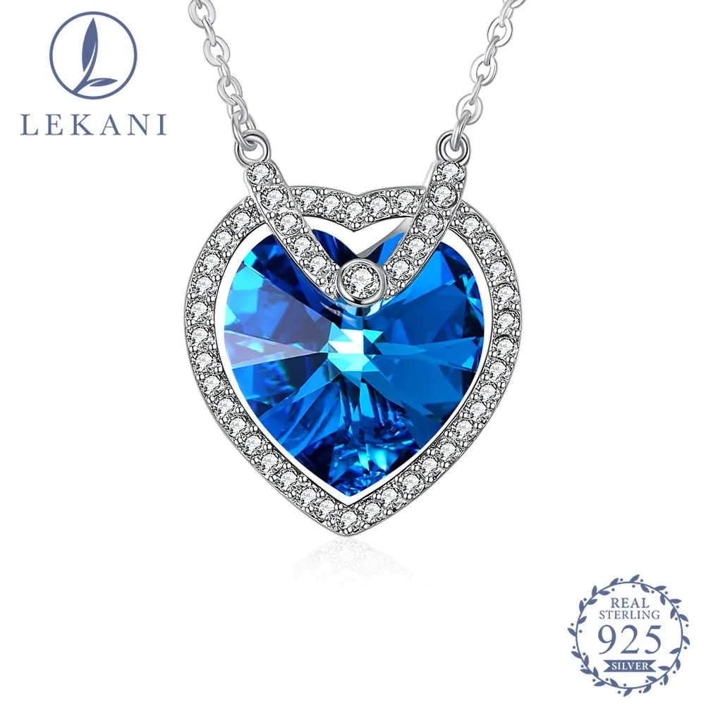 LEKANI 925 Sterling Silver Necklace Crystal From Swarovski Fashion Elegant Blue Heart Fine Jewelry Women Party Engagement Gift
LEKANI 925 Sterling Silver Necklace Crystal From Swarovski Fashion Elegant Blue Heart Fine Jewelry Women Party Engagement Gift