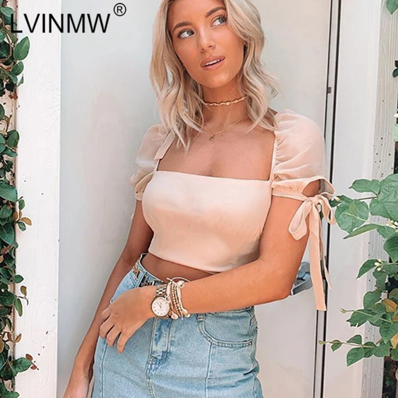LVINMW Sexy Slash Neck Mesh Short Sleeve Bow Patchwork Crop Top 2019 Summer Women Casual Backless T Shirt Female Streetwear Tees
LVINMW Sexy Slash Neck Mesh Short Sleeve Bow Patchwork Crop Top 2019 Summer Women Casual Backless T Shirt Female Streetwear Tees