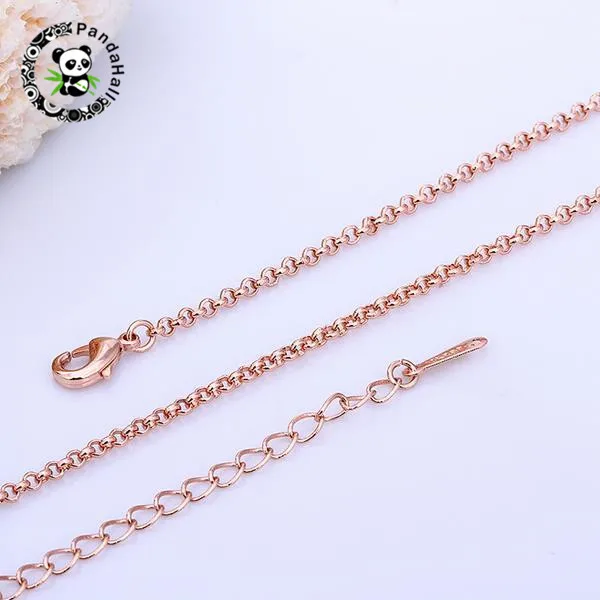 18K Rose Gold Plated Tin Alloy Rolo Chain Necklace Making, with Lobster Claw Clasps, 18"
18K Rose Gold Plated Tin Alloy Rolo Chain Necklace Making, with Lobster Claw Clasps, 18"