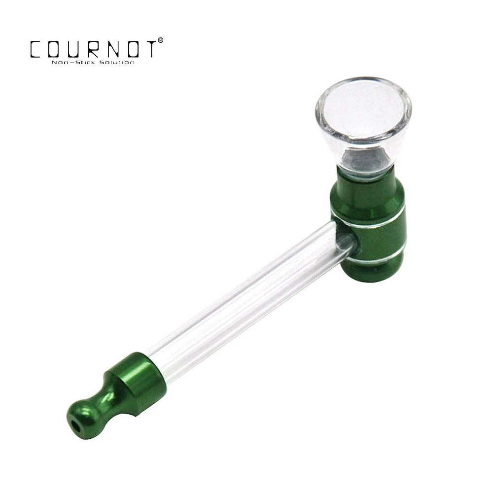 

COURNOT Pyrex Glass Smoking Pipes 15MM Glass Bowl Metal Tobacco Herb Pipe Removeable Smoke Hand Spoon Pipes Accessories